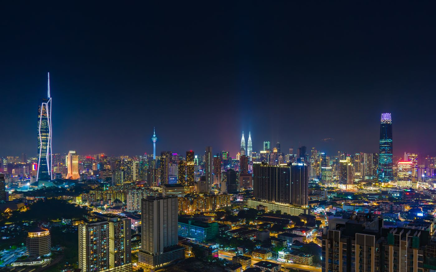 The Kuala Lumpur skyline at night